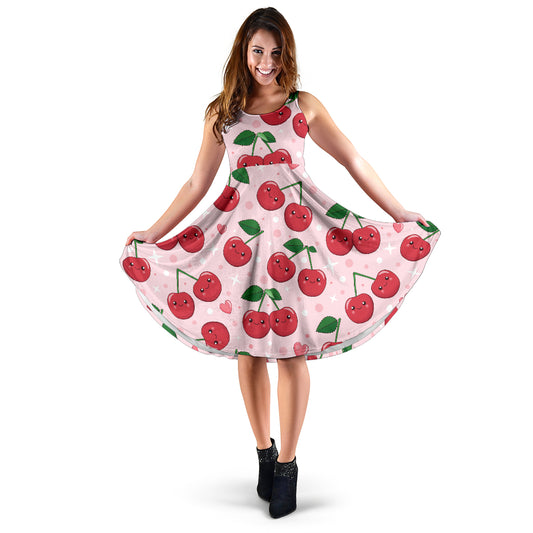Cherry Pattern Print Design CH02 Midi Dress