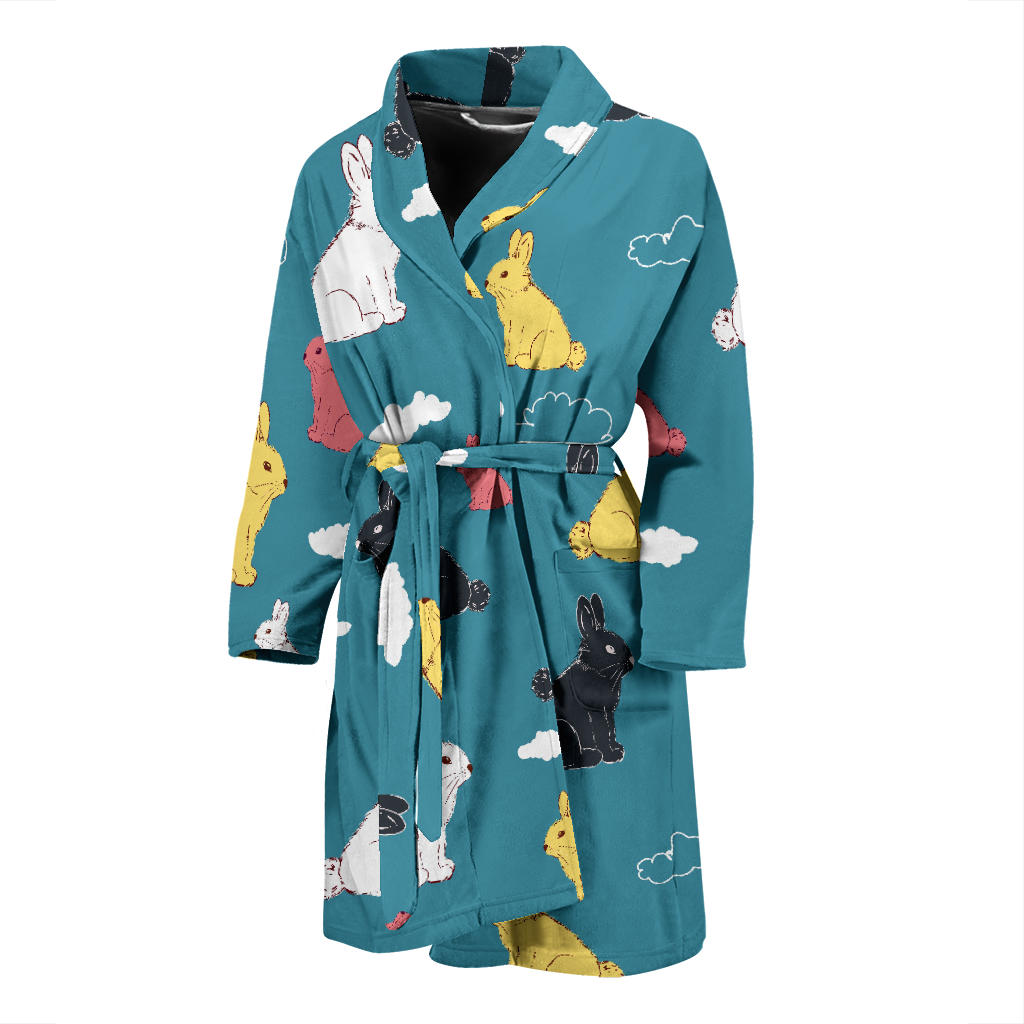 Rabbit Pattern Print Design RB014 Men Bathrobe
