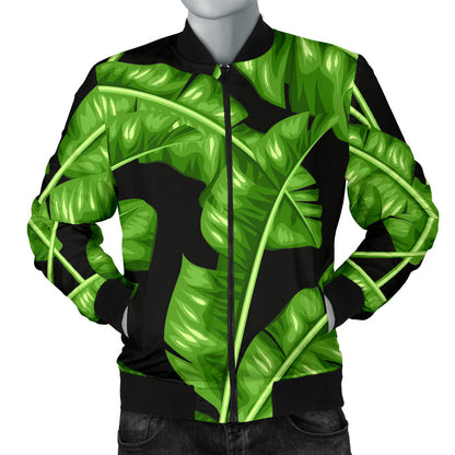 Banana Leaf Pattern Print Design BL01 Men Bomber Jacket