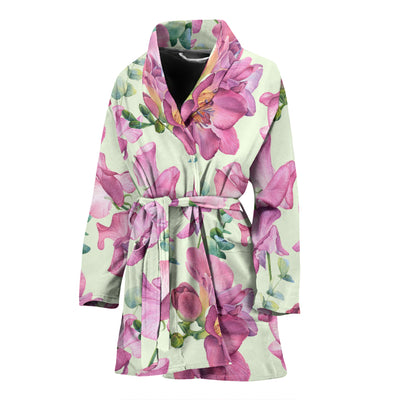 Peony Pattern Print Design PE011 Women Bathrobe