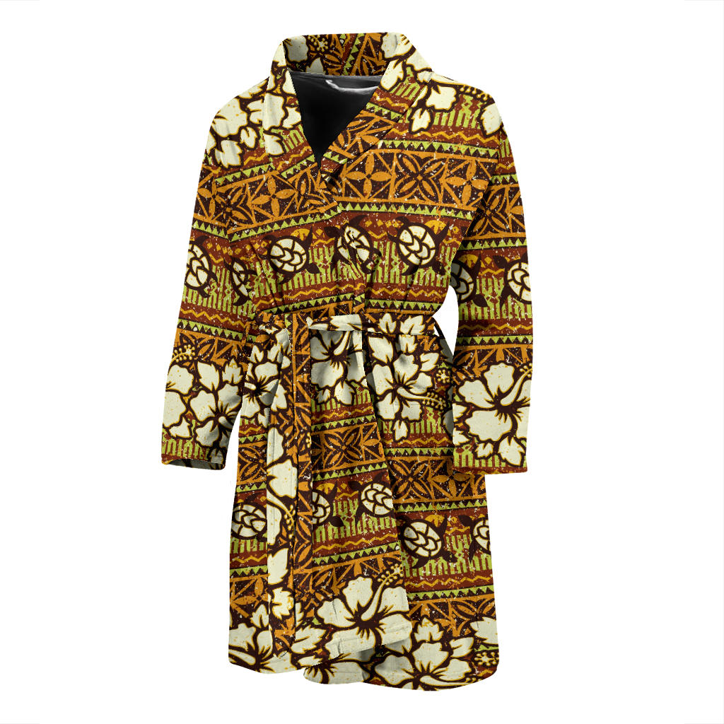 Hawaiian Themed Pattern Print Design H015 Men Bathrobe