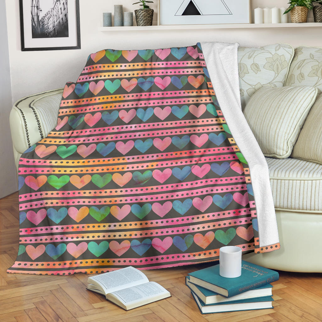 Heart Pattern Print Design HE010 Fleece Blanket