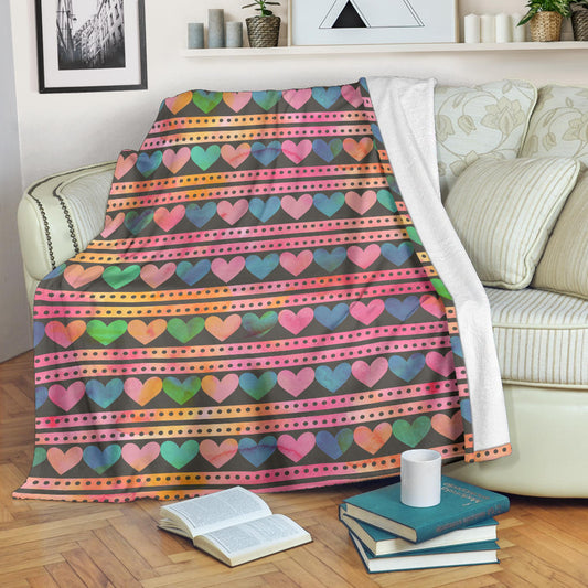Heart Pattern Print Design HE010 Fleece Blanket