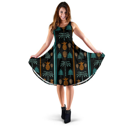 Hawaiian Themed Pattern Print Design H023 Midi Dress