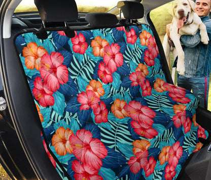 Red Hibiscus Pattern Print Design HB02 Rear Dog  Seat Cover