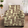 Tiki Brown Symbol Print Armchair Slipcover