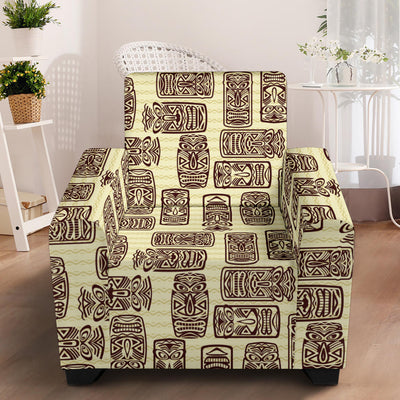 Tiki Brown Symbol Print Armchair Slipcover