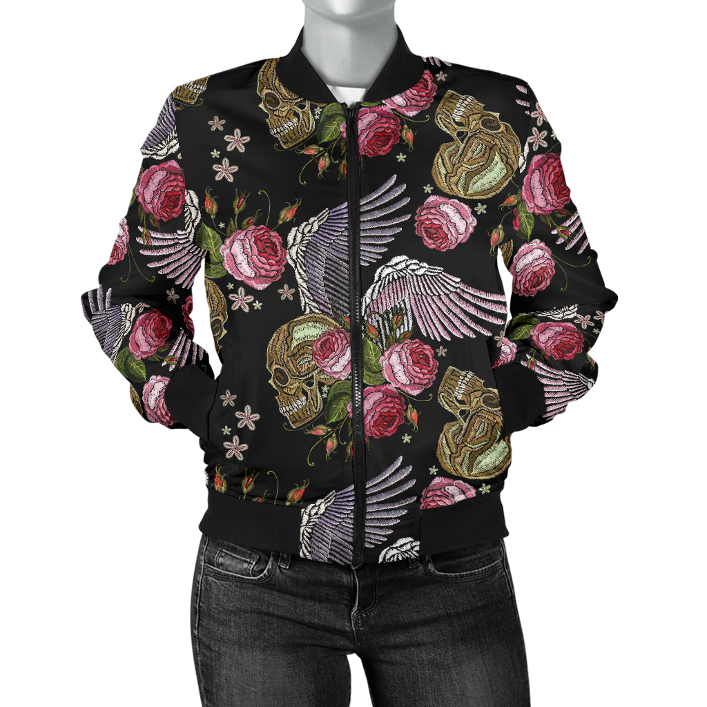 Angel Wings Pattern Print Design 06 Women's Bomber Jacket