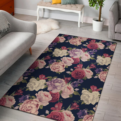 Peony Pattern Print Design PE03 Area Rugs