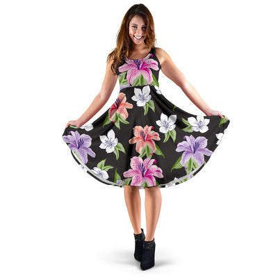 Lily Pattern Print Design LY02 Midi Dress