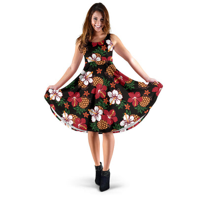 Hawaiian Themed Pattern Print Design H013 Midi Dress