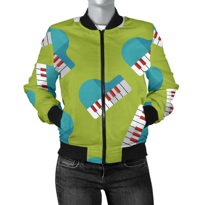 Piano Pattern Print Design 03 Women's Bomber Jacket