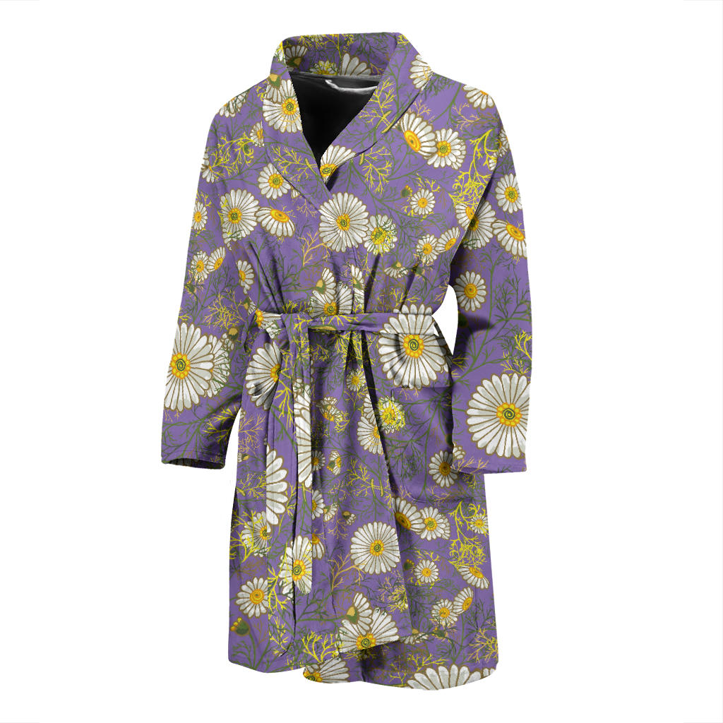 Daisy Pattern Print Design DS011 Men Bathrobe