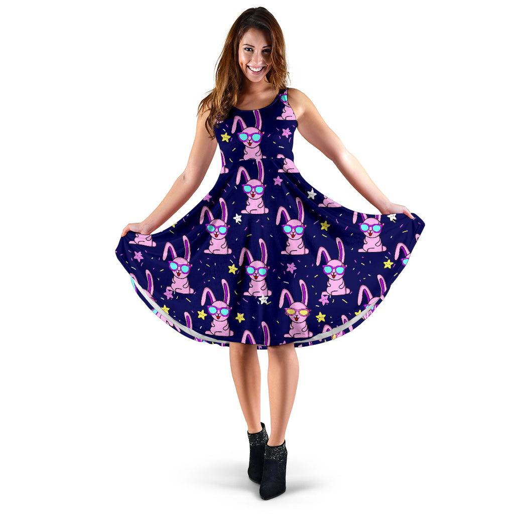 Rabbit Baby Pattern Print Design RB015 Midi Dress