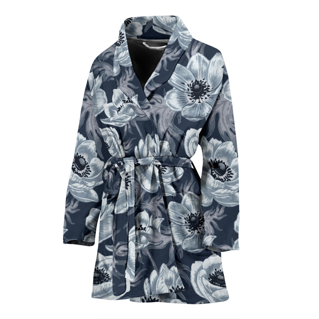 Anemone Pattern Print Design AM09 Women Bathrobe