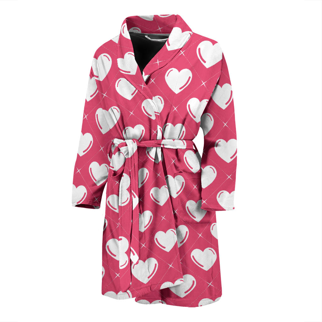 Heart Pattern Print Design HE07 Men Bathrobe