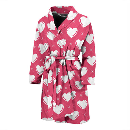 Heart Pattern Print Design HE07 Men Bathrobe