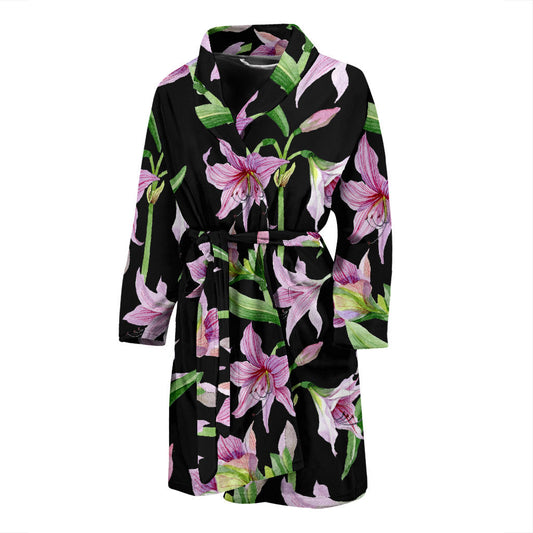 Amaryllis Pattern Print Design AL08 Men Bathrobe