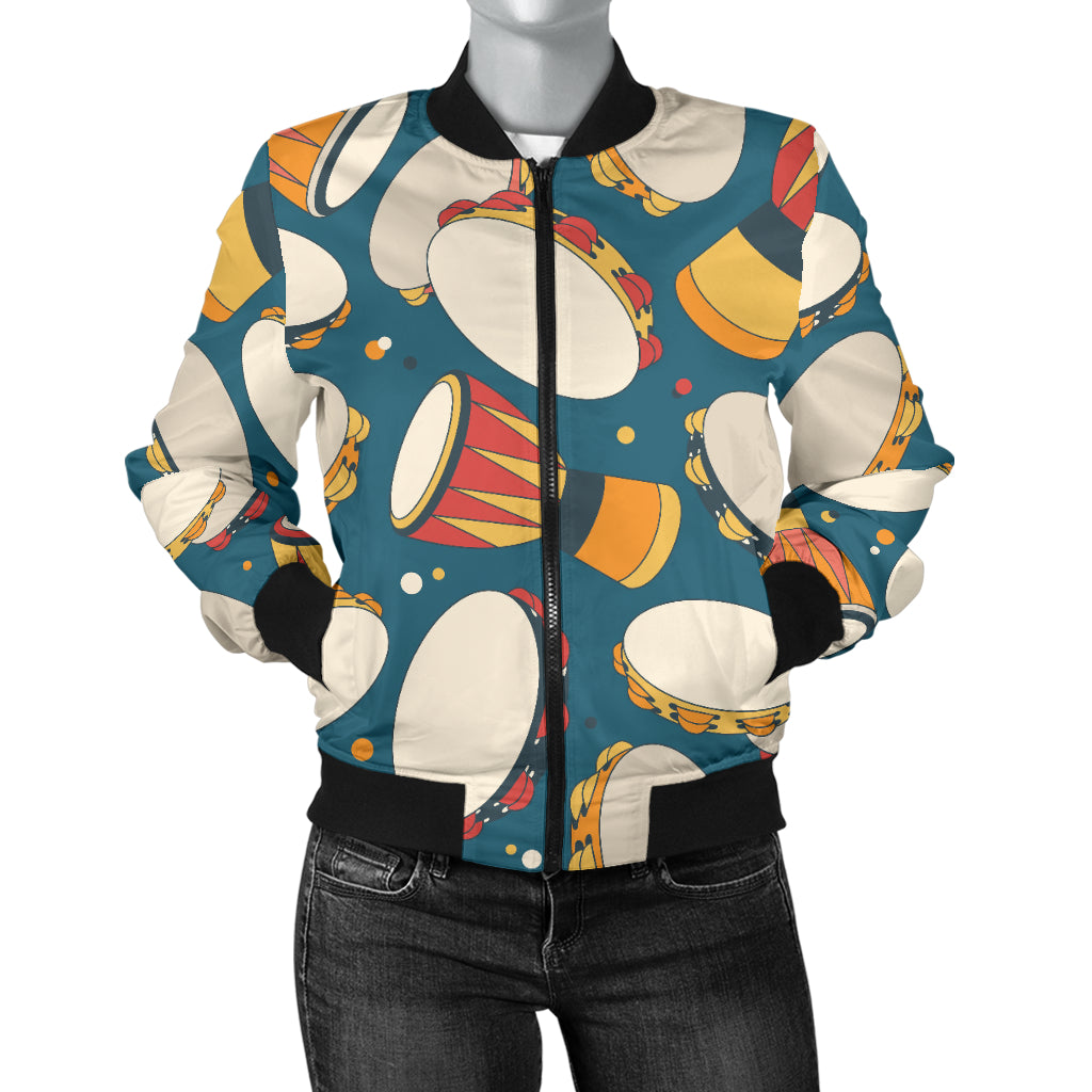 Tambourine Pattern Print Design 01 Women's Bomber Jacket
