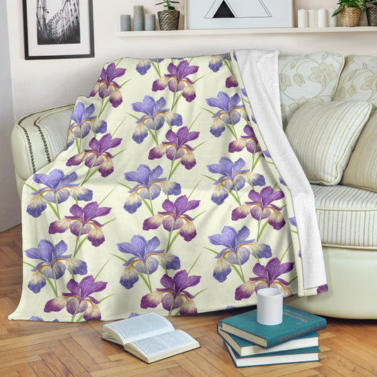 Iris Pattern Print Design IR08 Fleece Blanket