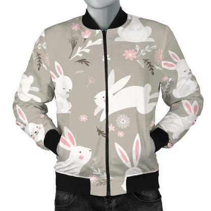 Rabbit Pattern Print Design RB03 Men Bomber Jacket