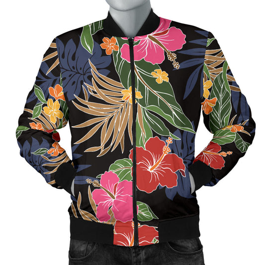 Hawaiian Themed Pattern Print Design H011 Men Bomber Jacket