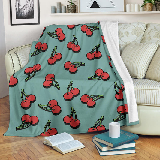 Cherry Pattern Print Design CH03 Fleece Blanket