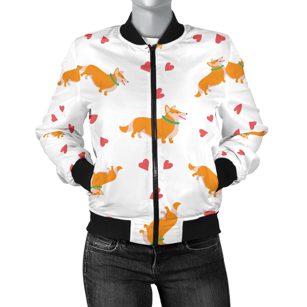 Cardigan Welsh Corgis Pattern Print Design 04 Women's Bomber Jacket