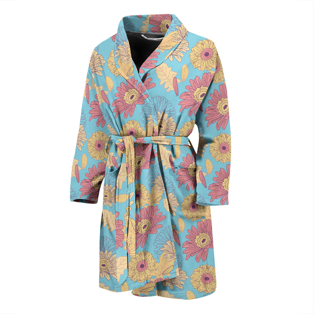 Gerberas Pattern Print Design GB04 Men Bathrobe