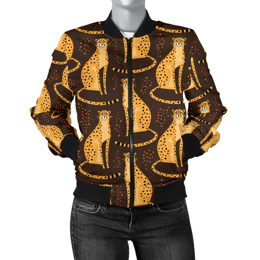 Cheetah Pattern Print Design 03 Women's Bomber Jacket