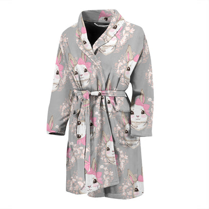 Rabbit Pattern Print Design RB07 Men Bathrobe