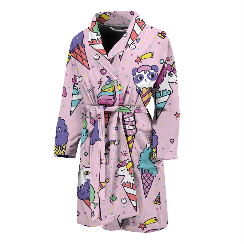 Ice Cream Pattern Print Design IC05 Men Bathrobe