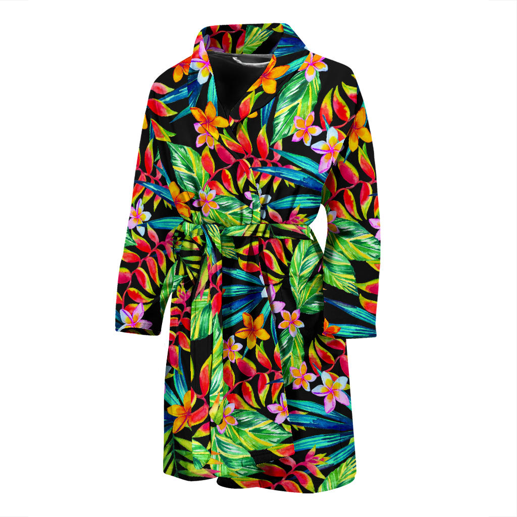 Heliconia Pattern Print Design HL09 Men Bathrobe