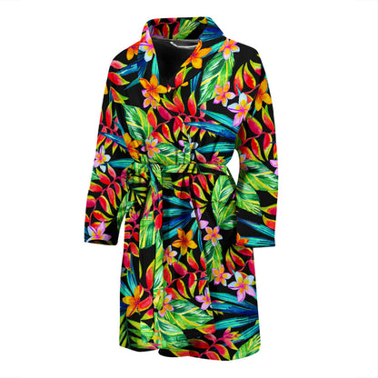 Heliconia Pattern Print Design HL09 Men Bathrobe