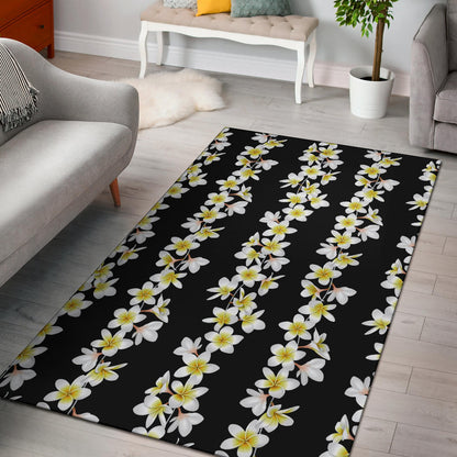 White Plumeria Pattern Print Design PM08 Area Rugs