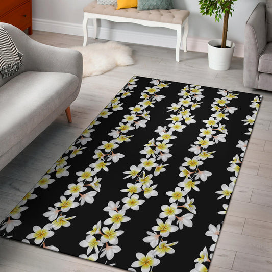 White Plumeria Pattern Print Design PM08 Area Rugs