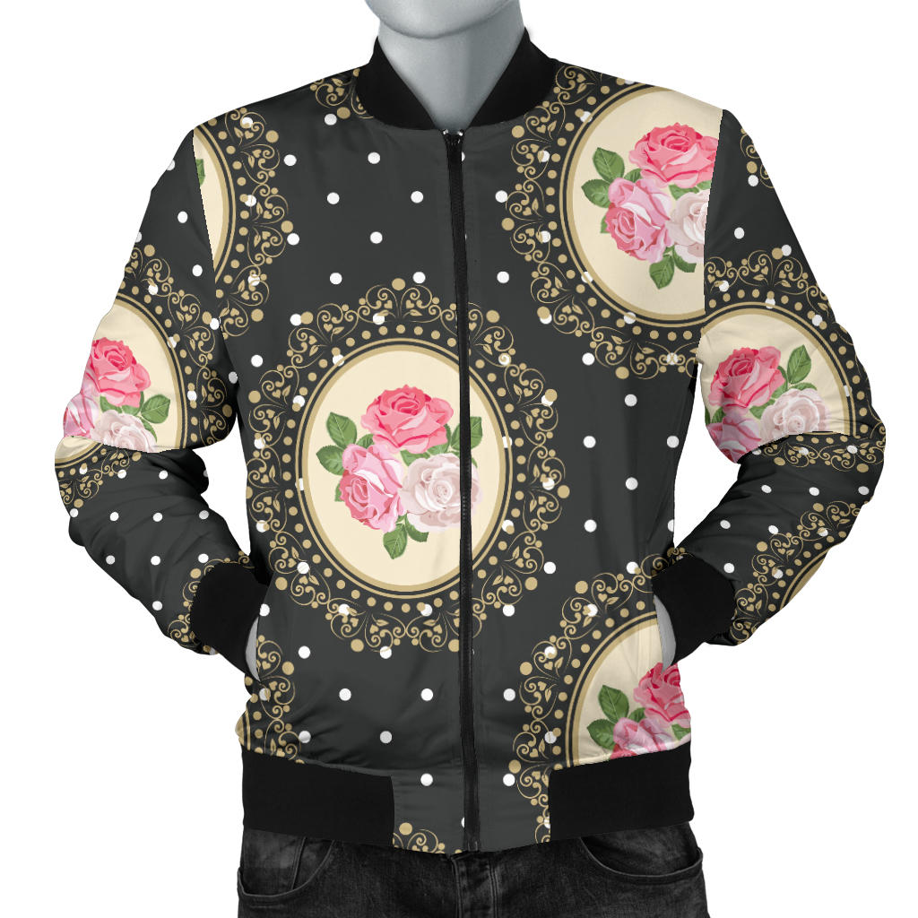 Rose Pattern Print Design RO015 Men Bomber Jacket