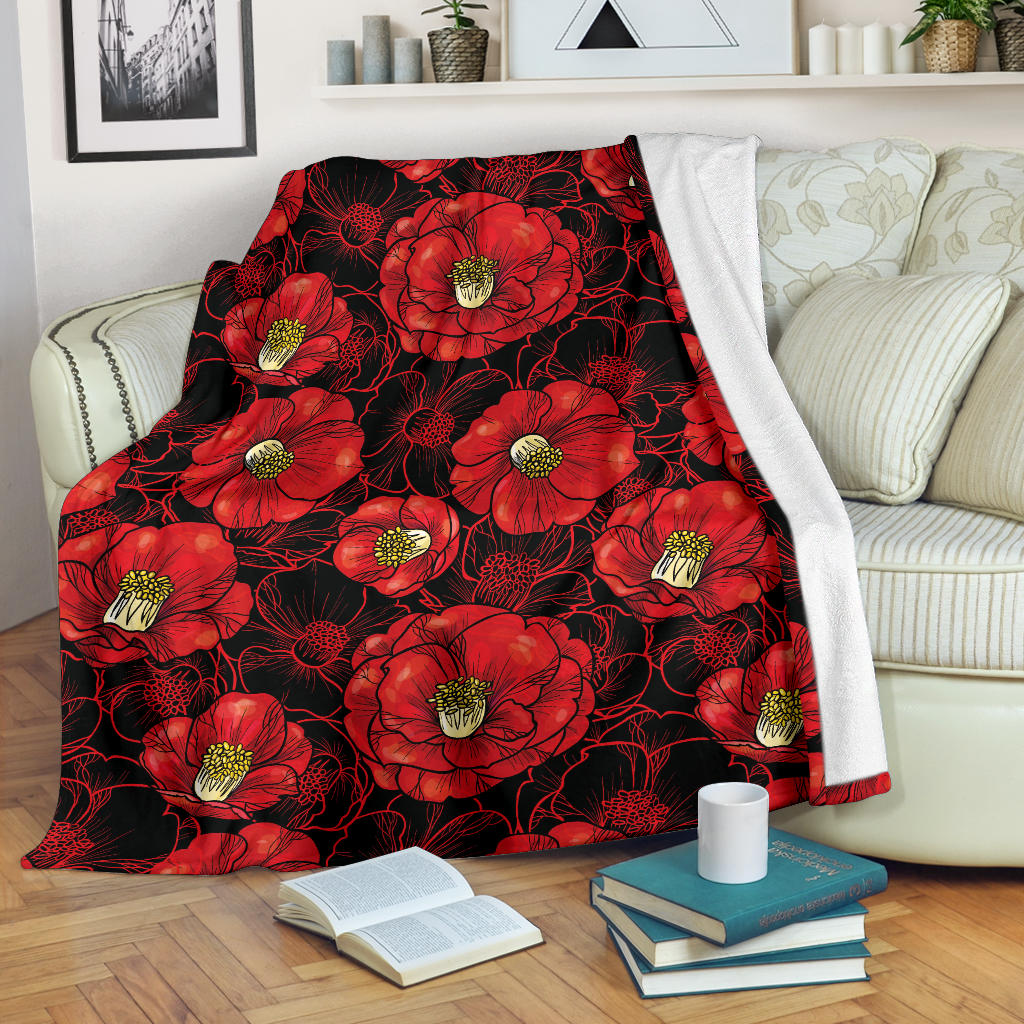 Camellia Pattern Print Design CM06 Fleece Blanket