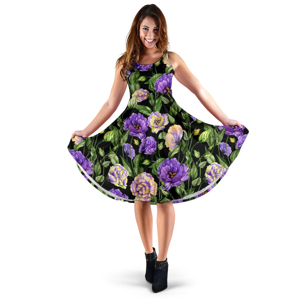 Lisianthus Pattern Print Design LT02 Midi Dress