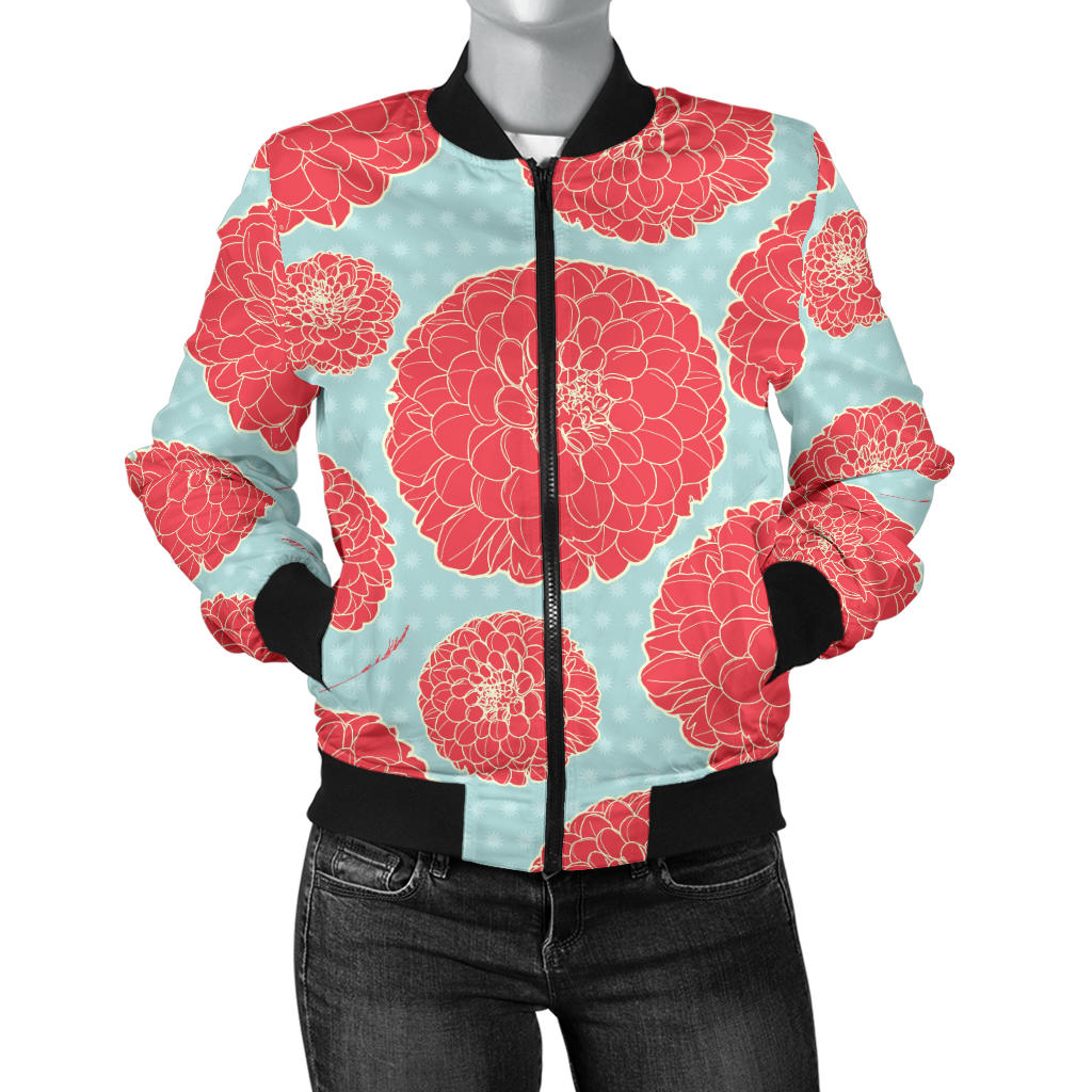Marigold Pattern Print Design MR03 Women Bomber Jacket