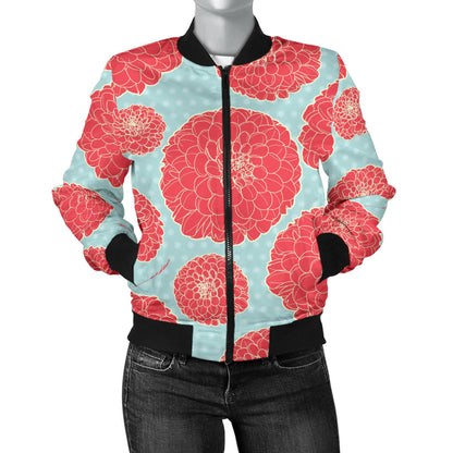 Marigold Pattern Print Design MR03 Women Bomber Jacket