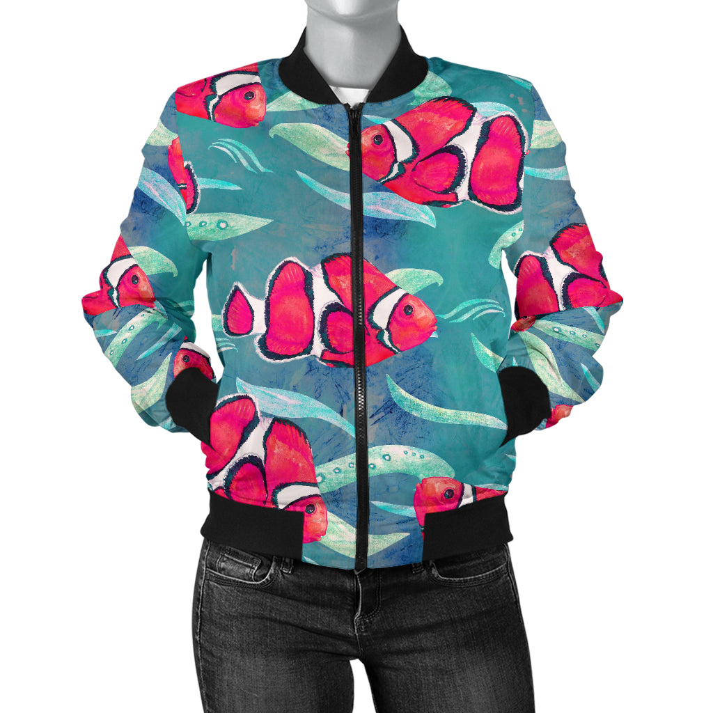 Clownfish Pattern Print Design 02 Women's Bomber Jacket