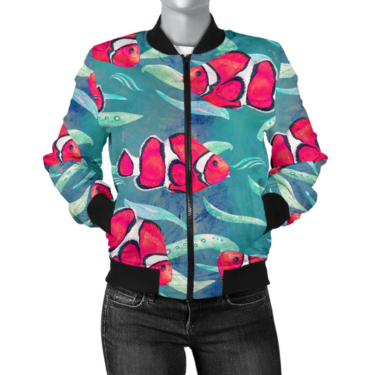 Clownfish Pattern Print Design 02 Women's Bomber Jacket