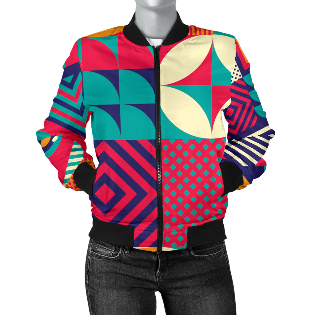 Mosaic Pattern Print Design 03 Women's Bomber Jacket