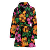 Hibiscus Pattern Print Design HB029 Women Bathrobe