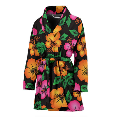 Hibiscus Pattern Print Design HB029 Women Bathrobe