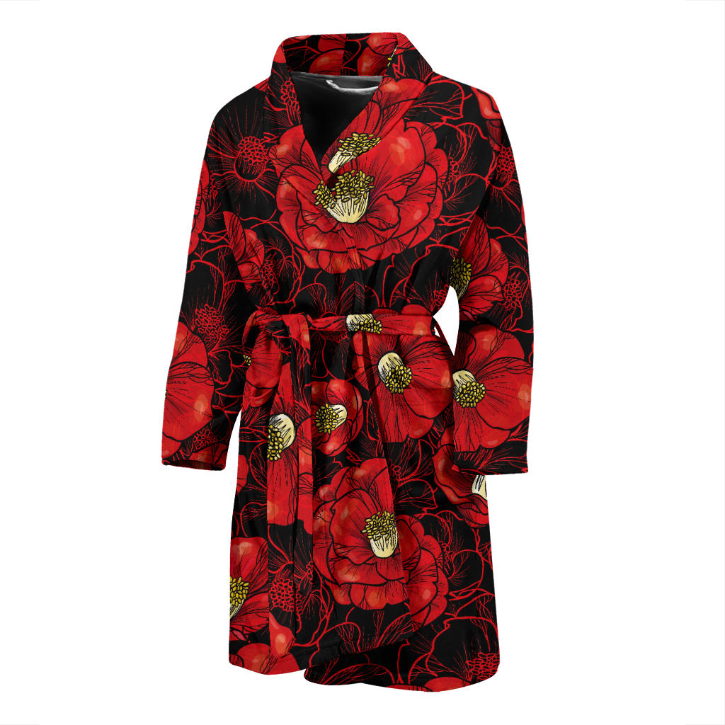 Camellia Pattern Print Design CM06 Men Bathrobe