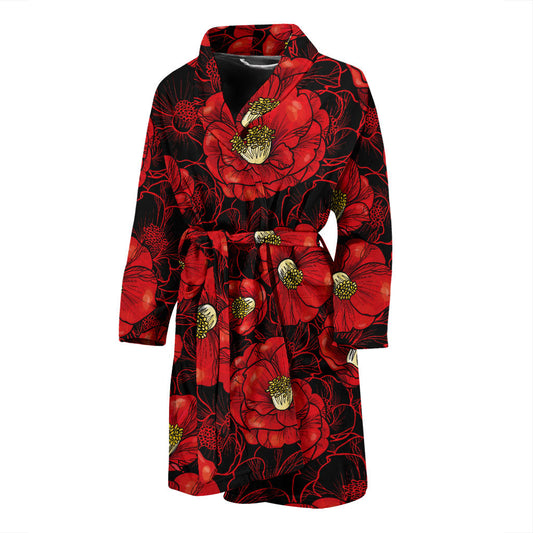 Camellia Pattern Print Design CM06 Men Bathrobe