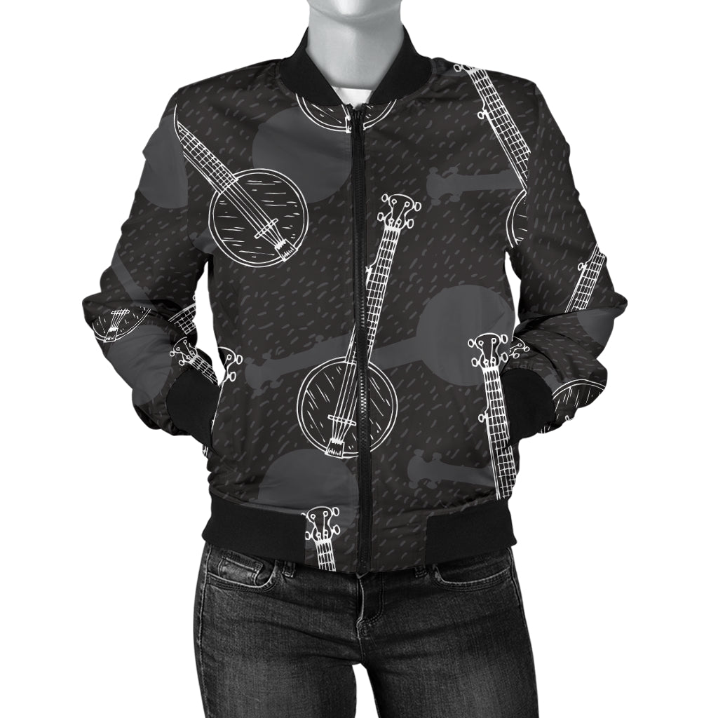 Banjo Pattern Print Design 03 Women's Bomber Jacket