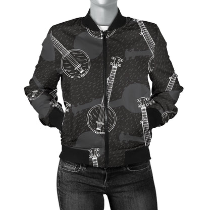 Banjo Pattern Print Design 03 Women's Bomber Jacket